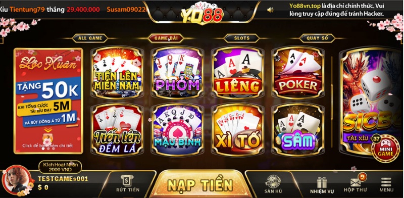 Chơi game bài đổi tiền tại YO88